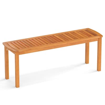 Natural Acacia Wood Outdoor Dining Bench 48 inches Rustic Slatted Seat - 48" x 14" x 18"(L x W x H)