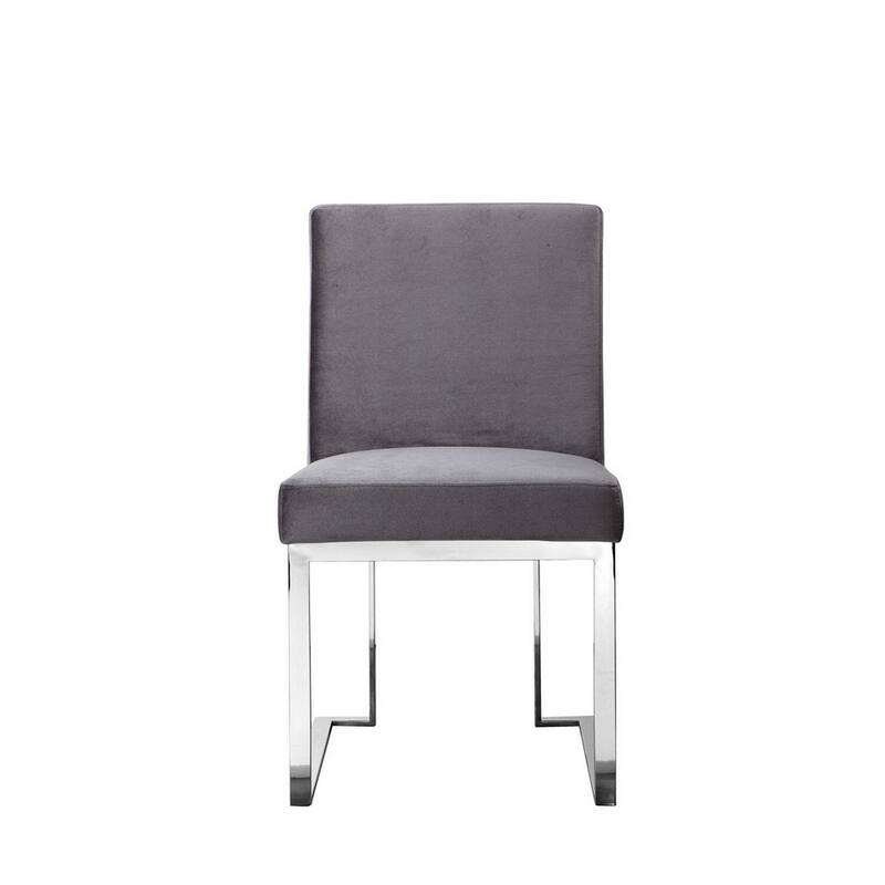 Silver/Gray Velvet Upholstered Metal Frame Dining Chair, Set of 2, Sturdy Dining Chair for Dining Rooms - 17.5