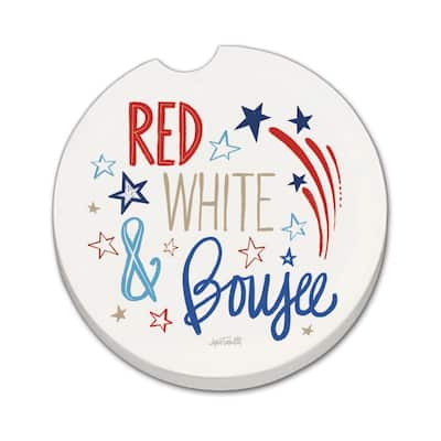 Star Spangled 2 Pack Absorbent Stone Coaster for Vehicle Cup Holder 2.6” Diameter Manufactured in The USA