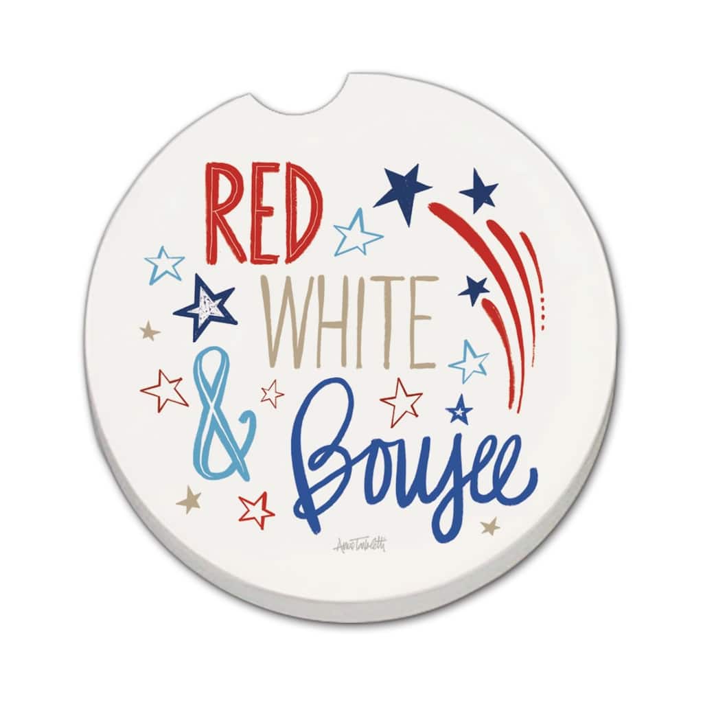 Star Spangled 2 Pack Absorbent Stone Coaster for Vehicle Cup Holder 2.6” Diameter Manufactured in The USA