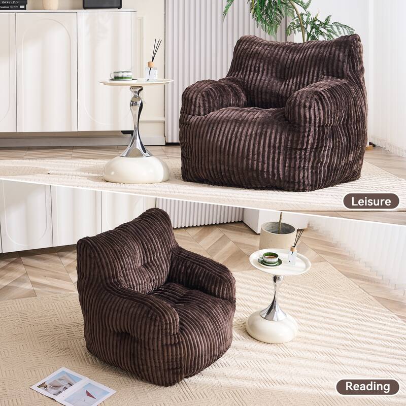 Soft Fluffy Corduroy Fabric Bean Bag Chair Filled With Memory Sponge