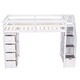 preview thumbnail 4 of 9, Twin size Loft Bed with Storage Drawers, Kid's Bed with Stairs, Pine Wooden Bed Frame with Shelves for Bedroom, White
