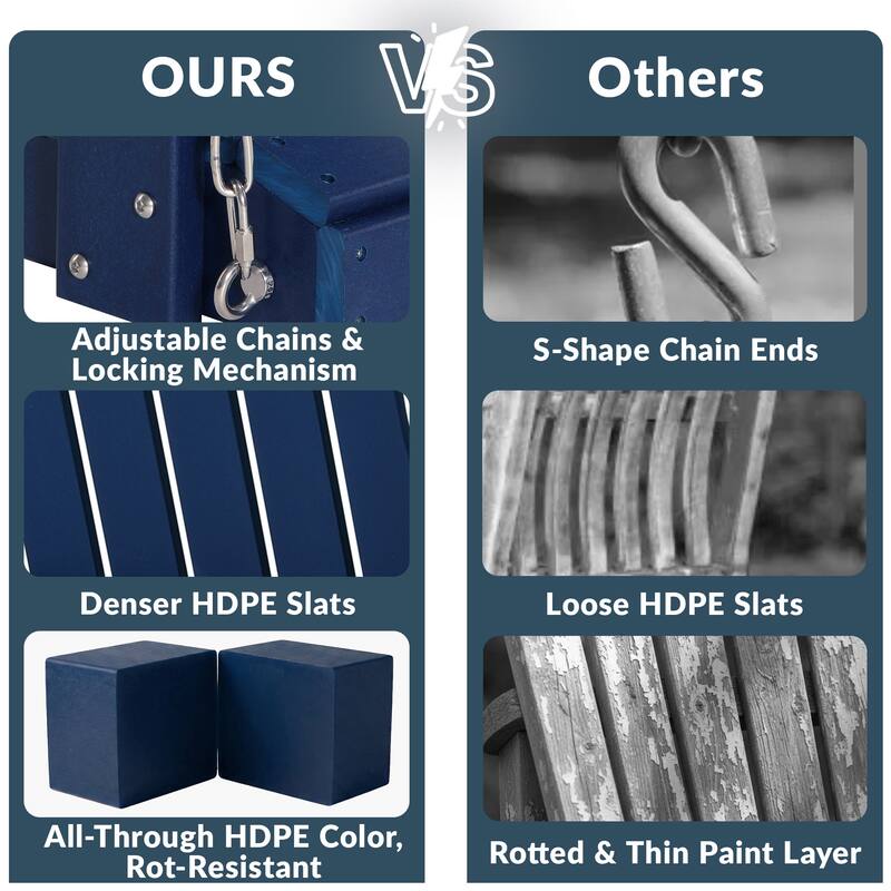 Nashville Poly 54 Inch Porch Swing with Folding Cup Holder