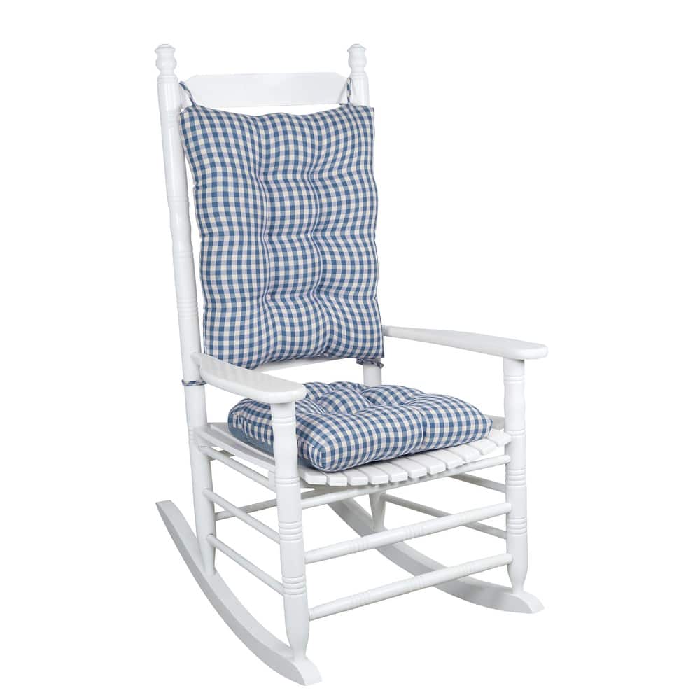 Gripper Gingham Rocking Chair Seat Cushion Set with Gripper Backing