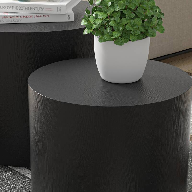 MDF with ash/oak/walnut veneer side table coffee table end table nesting table set of 2 for living room, office, bedroom
