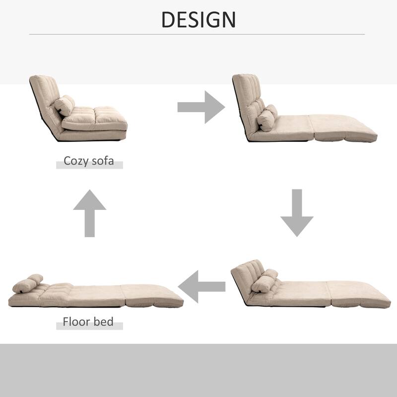 HOMCOM Convertible 7-position Floor Sofa Bed with Adjustable Backrest
