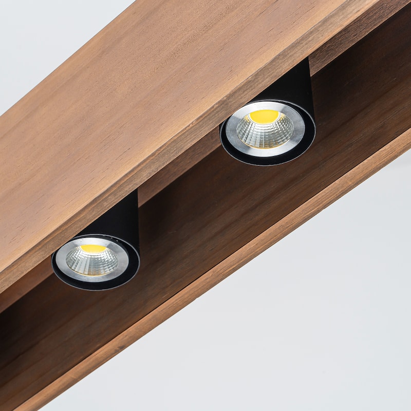 6-Light Farmhouse Black Linear Wood Pendant Light Kitchen Island Lighting - 39.37 in. W x 4.65 in. D x 5.91 in. H