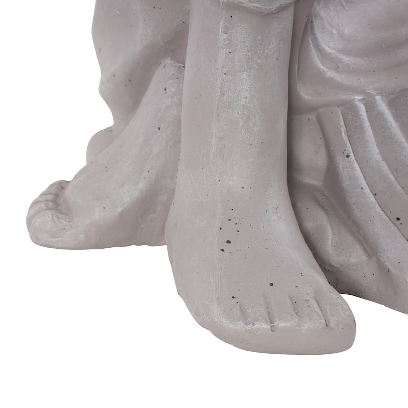 Magnesium Oxide Buddha Indoor Outdoor Meditating Garden Sculpture - Gray - Roche River Decor
