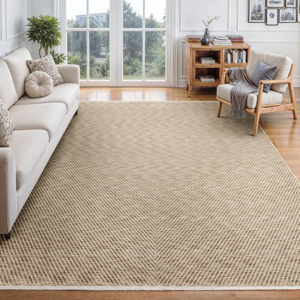 Style Haven Estella Textured Lines Beige/ Tan Area Rug