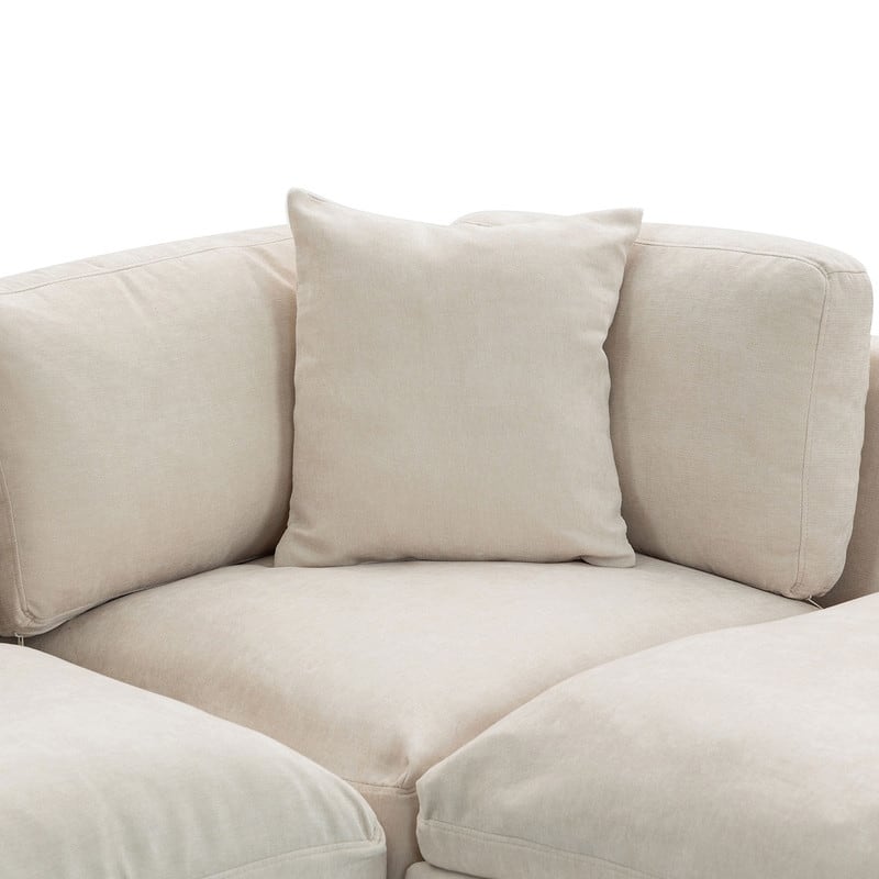 Modular Sofa with Removable Storage Ottoman, 2 Hidden Cup Holders