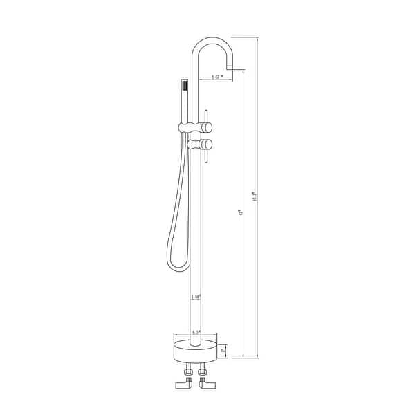 dimension image slide 1 of 5, Freestanding Double Handle Clawfoot Tub Faucet - 8" x 47"