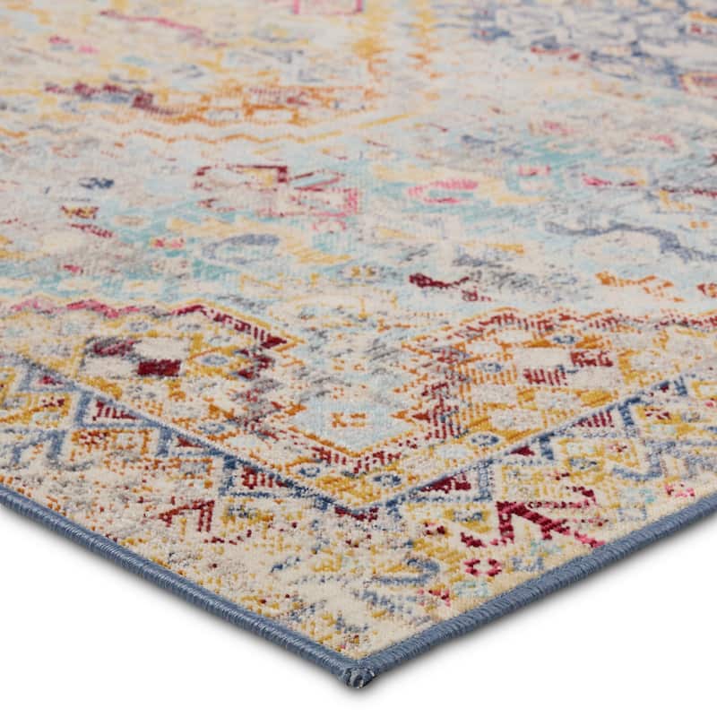 Esquire Indoor/Outdoor Medallion Blue/ Mulitcolor Runner Rug