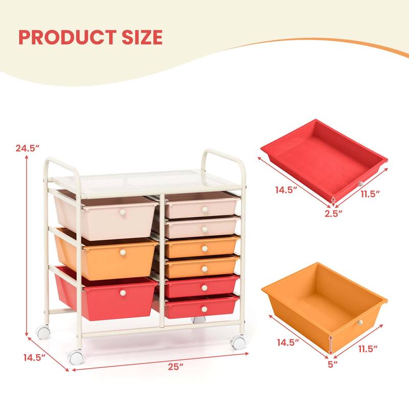 Costway 9 Drawer Rolling Organizer Cart Utility Storage Tools - See Details