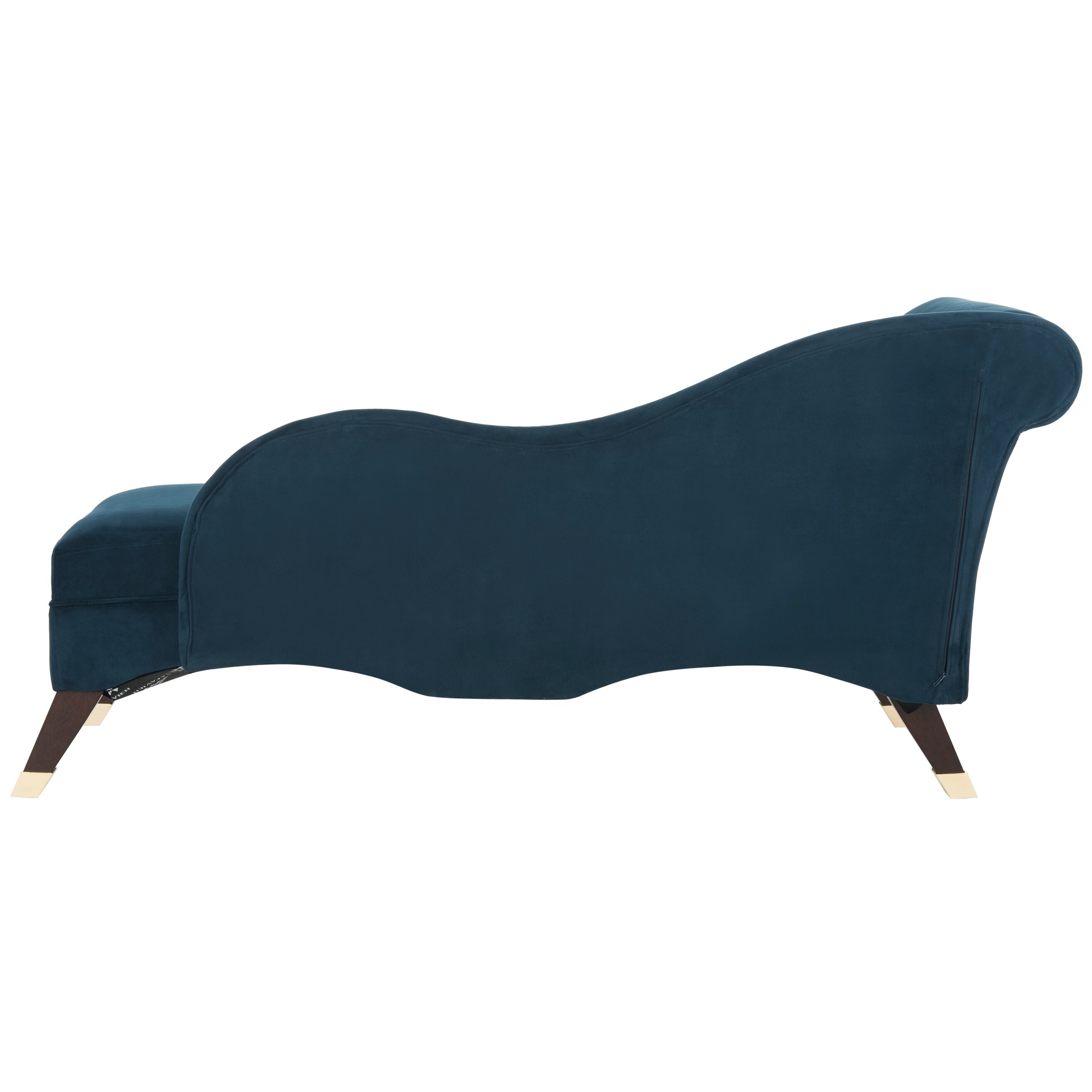 SAFAVIEH Mid Century Modern Caiden Velvet Navy Chaise with Pillow