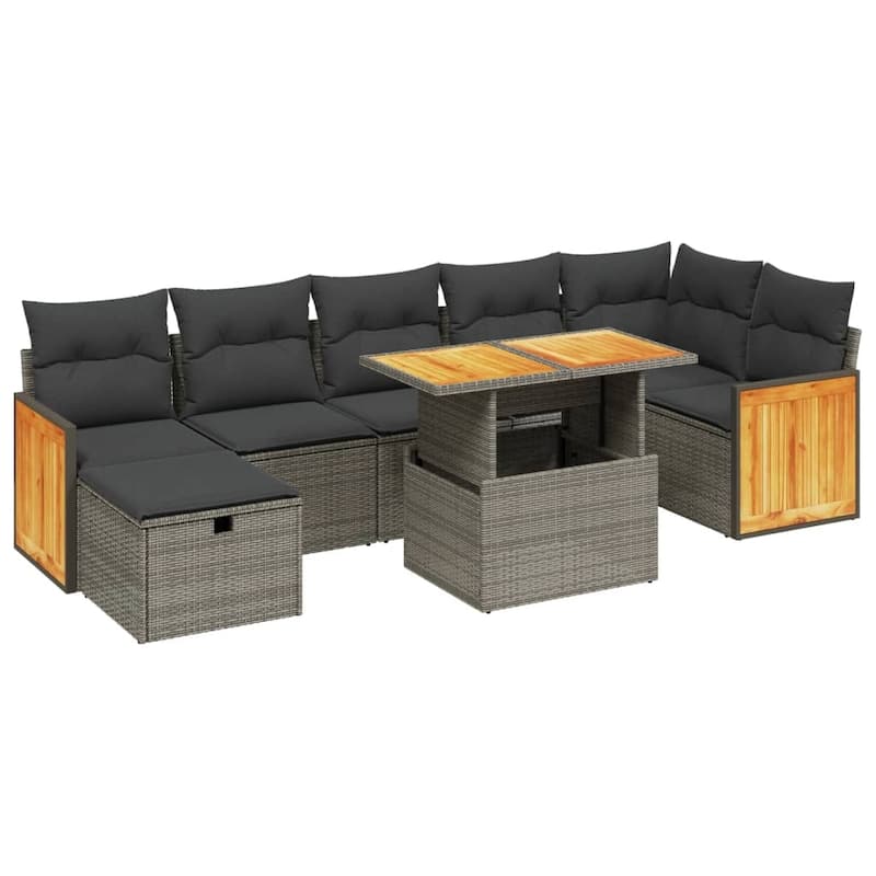 vidaXL Patio Sofa Set with Cushions Outdoor Conversation Furniture Poly Rattan