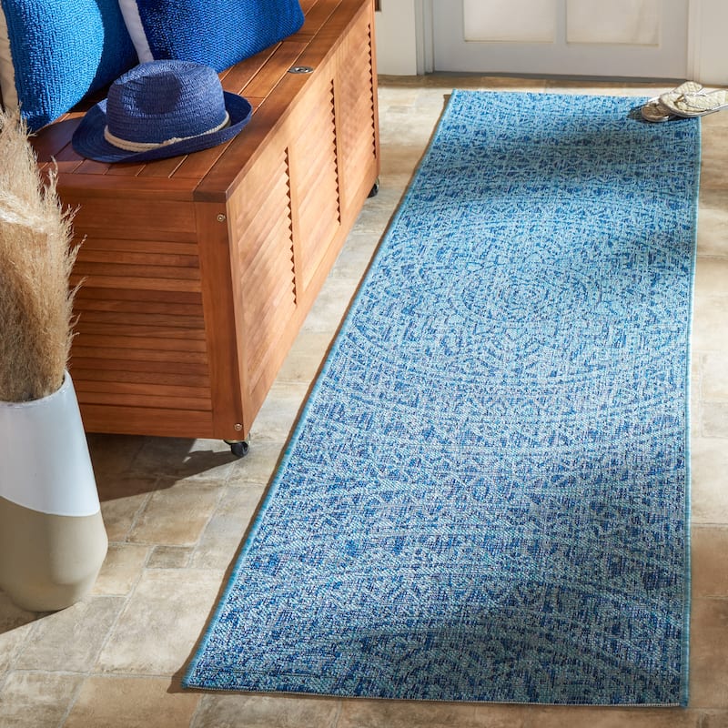 SAFAVIEH Courtyard Fran Mandala Indoor/ Outdoor Waterproof Patio Backyard Rug