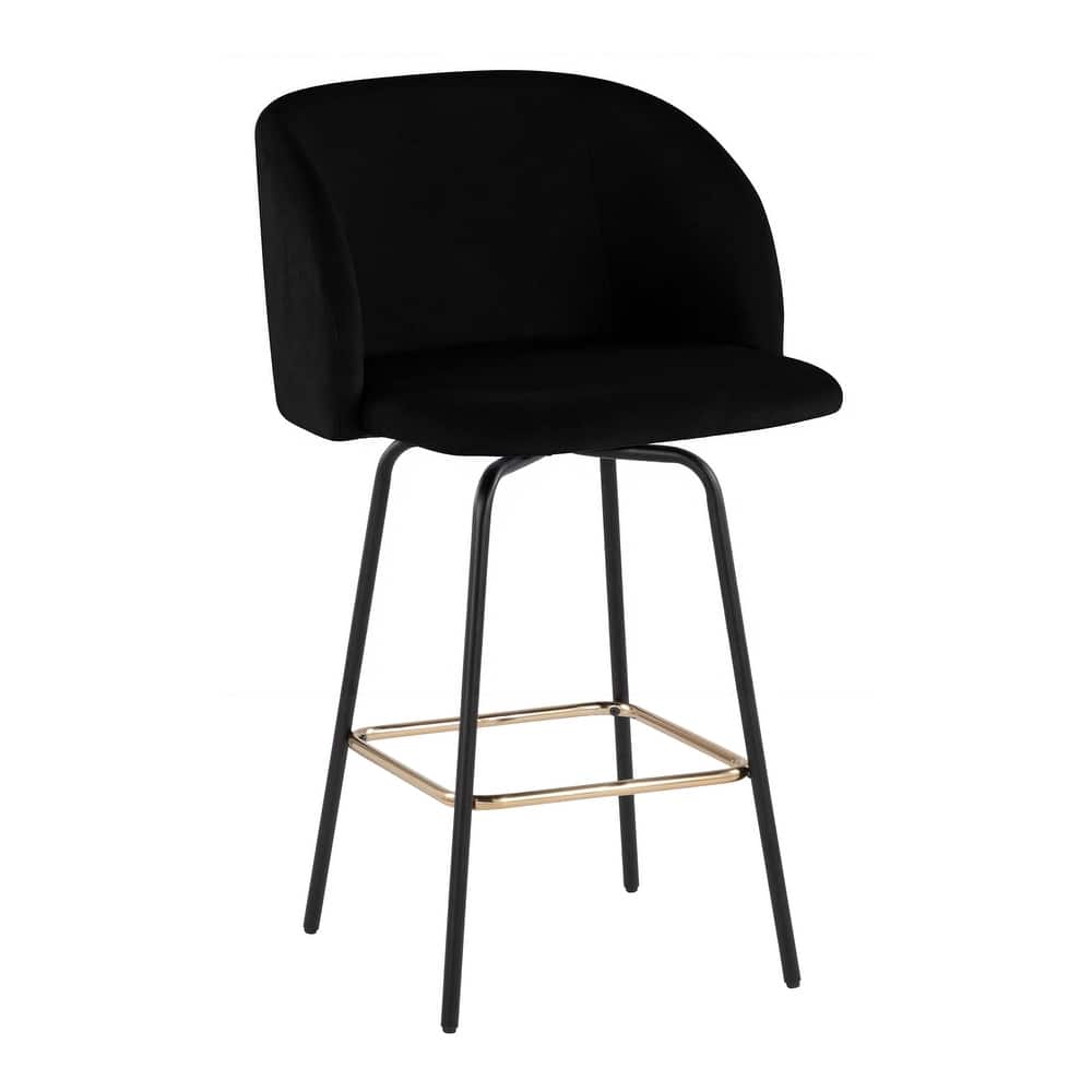 Silver Orchid Harding 26" Fixed-Height Swivel Counter Stool with Metal Legs (Set of 2)