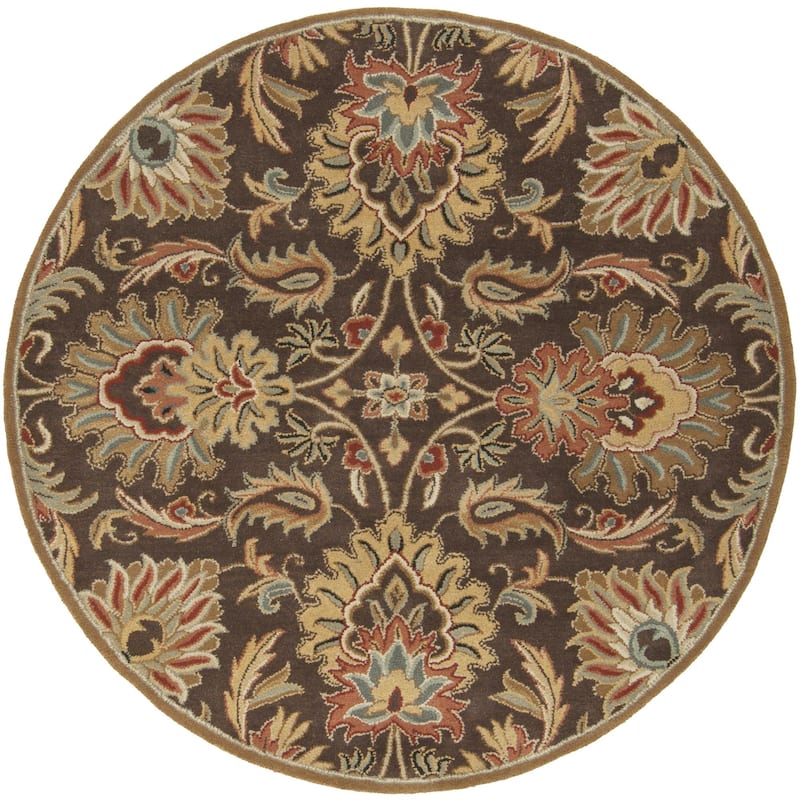 Livabliss Caesar Updated Traditional Oriental Area Rug - 4' x 4' - Dark Brown - Round
