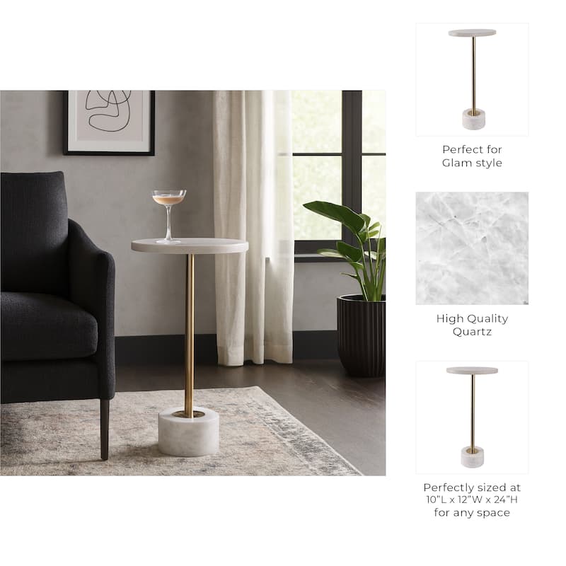 Modern Quartz Accent Side Table for Home Decor - 24" - 24.0"