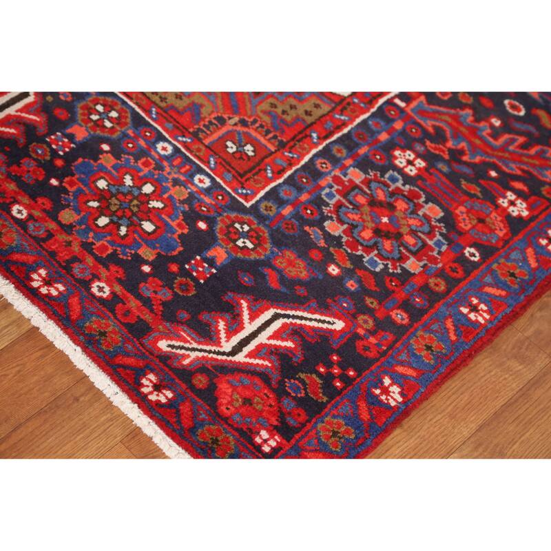 Hand Knotted Oriental 100% Wool Carpet Traditional Medallion Red Heriz Area Rug - 11' 0'' X 7' 9''