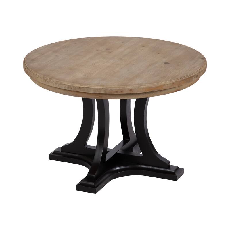Kate and Laurel Linsley Wood Coffee Table - 28" Diameter - Rustic Brown and Black