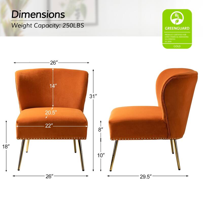 Celtia Modern Velvet Accent Side Chair with Nailhead Trim by HULALA HOME