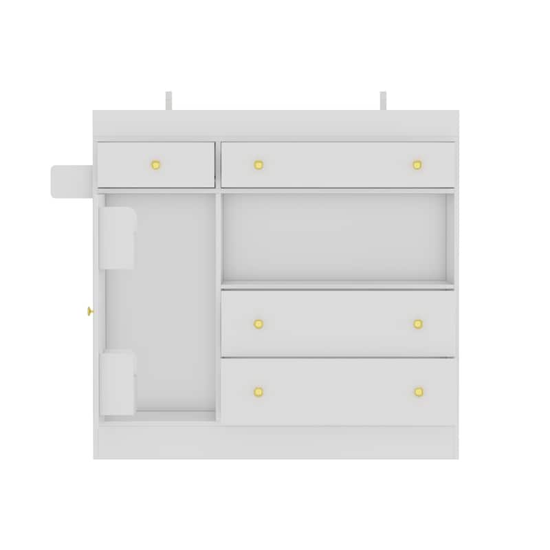Bedroom Storage Cabinet,Sideboard Buffet Table,4 Drawers & Door for Organizing & Displaying,White