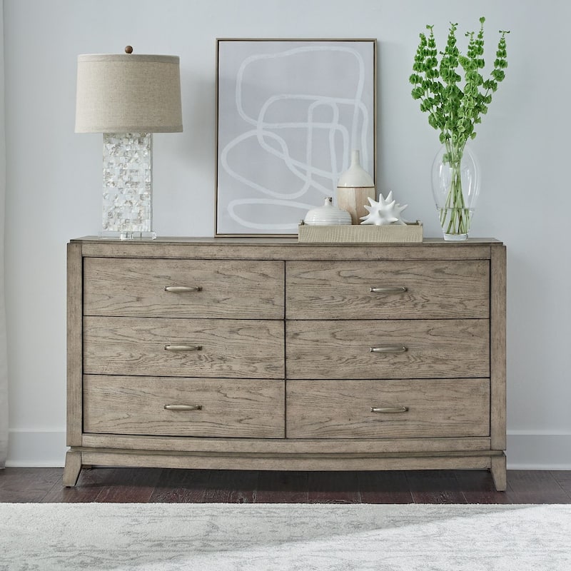 Avalon Burnished Beige Oak Bedroom Dresser - 6-drawer