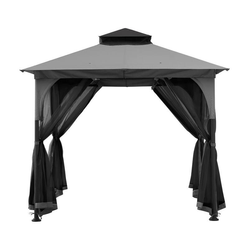 Sunjoy 9 ft. x 9 ft. 2-Tone Steel Gazebo Durable Powder-Coated Frame