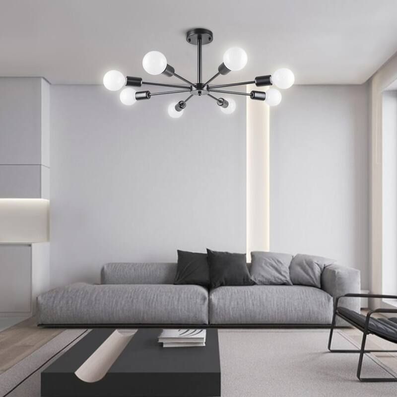 Black/ Gold Sputnik Semi Flush Mount Lamp Close to Ceiling Light Fixture for Living Room/ Kitchen/ Office/ Bedroom/ Foyer