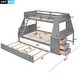 preview thumbnail 3 of 16, Twin over Full Bunk Bed with Trundle and Desk, 3 Drawers, Shelf, Grey