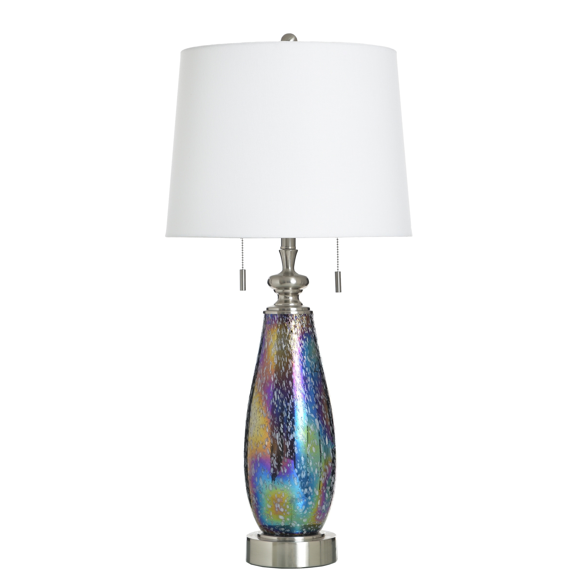StyleCraft Glass Table Lamp - Wellen - White Shade