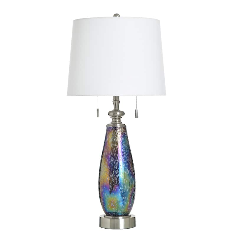 StyleCraft Glass Table Lamp - Wellen - White Shade - Wellen, White