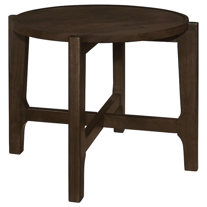 26.25 in. Brown Round Wood End Table, Sturdy Build End Side Table for Living Rooms