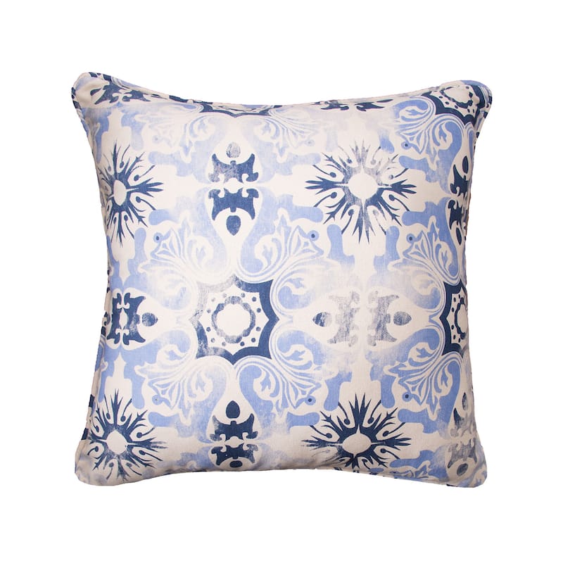 18" x 18" Blue Tile Woven Throw Pillow
