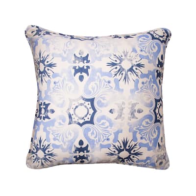 18" x 18" Blue Tile Woven Throw Pillow