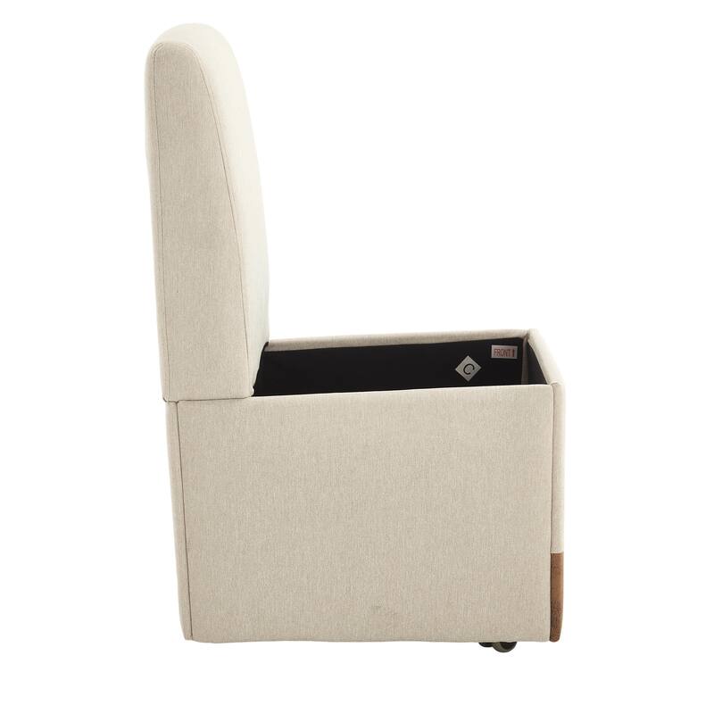 360 Degree Swivel Upholstered Dining Chairs Set of 2,Swivel Dining Chairs with Casters & Storage, Modern Rolling Chair