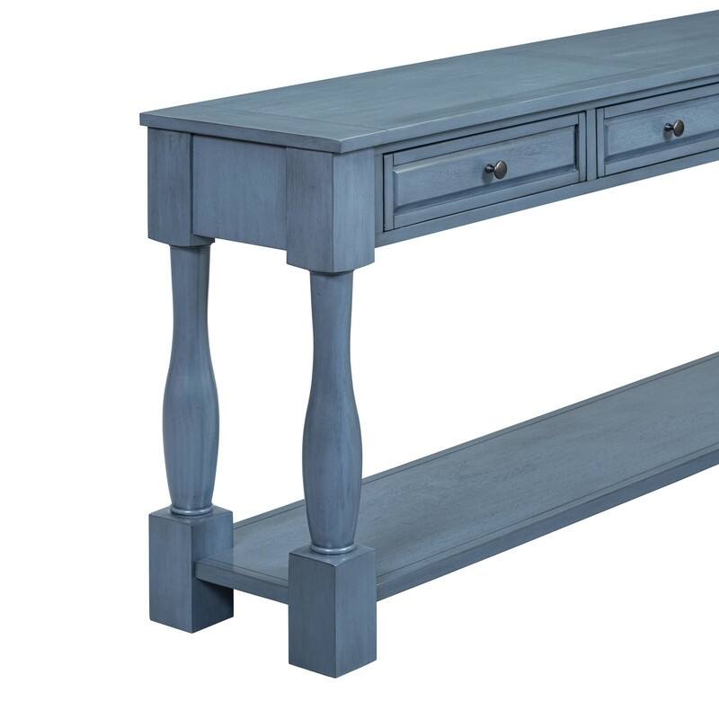 63"Long Console Table with 3 Drawers and Shelf for Entryway and Living Room in Mediterranean Design