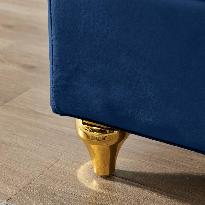 Navy Blue 60.6" Velvet Chaise Lounge Chair