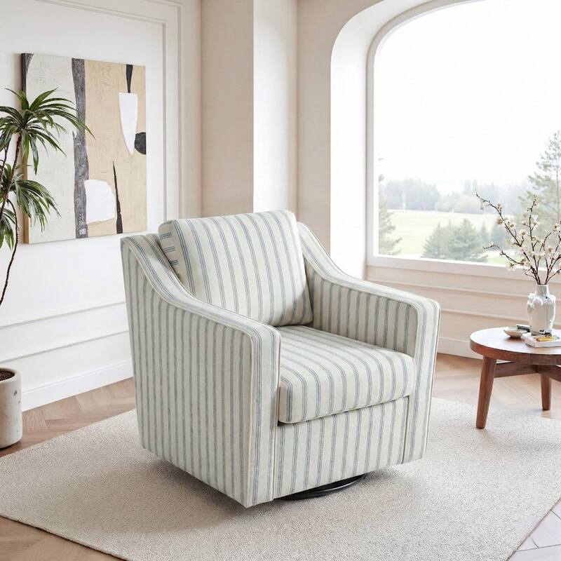 UIXE Chenille/Leather Swivel Barrel Chair Accent Chairs For Living Room