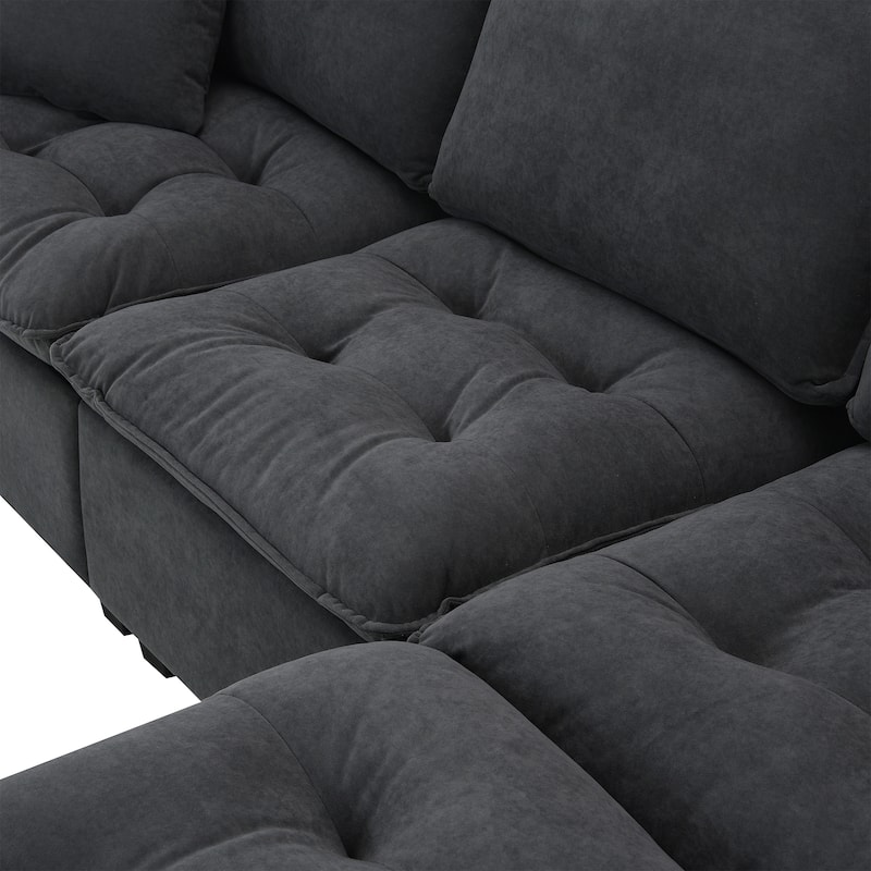 100" L-Shaped Convertible 4 Seater Sectional Sofa with Removable Ottoman and Matching Pillows, Perfect for Living Room