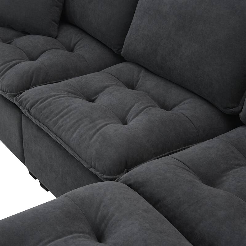 Convertible Sectional Sofa, L-shaped Reversible Couch Set