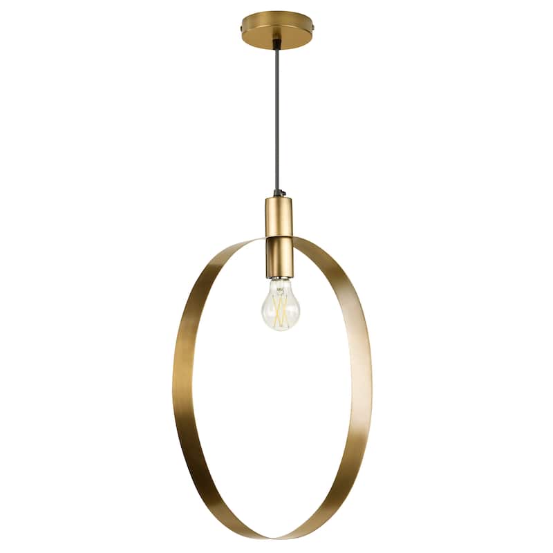 Lena River of Goods Gold Finish Metal 20-Inch Pendant Light with Adjustable Hanging Cord - 13.5" x 2" x 66"