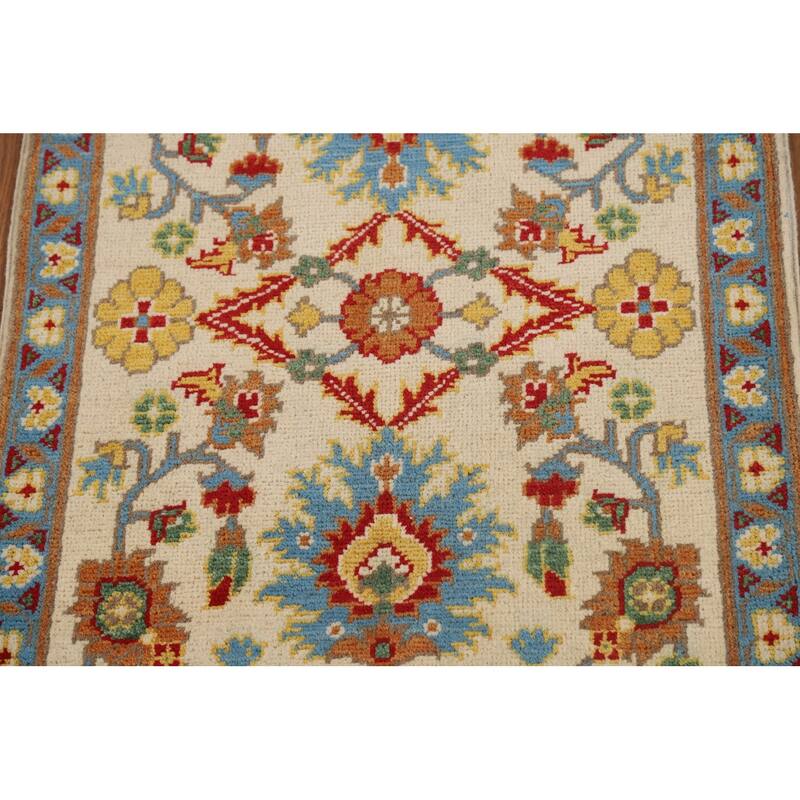 Floral Kazak Oriental Foyer Rug Traditional Hand-Knotted Wool Carpet - 2'0" x 3'0"