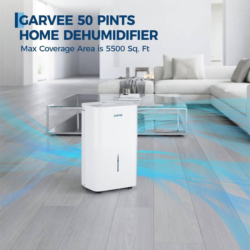 50 Pints Dehumidifier with Auto Defrost, 24H Timer, Auto Shut off for Home Bedroom 5500 Sq. Ft.
