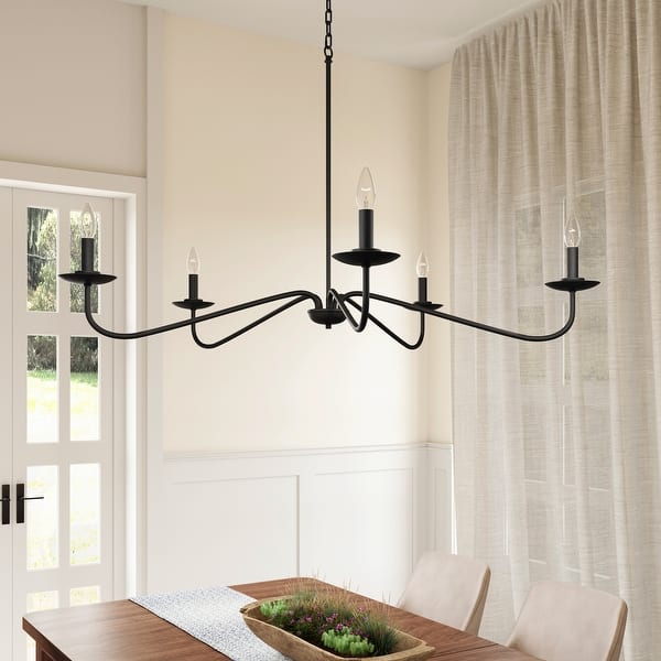 Transitional Black Dimmable 5-Light Candle Chandelier - Black