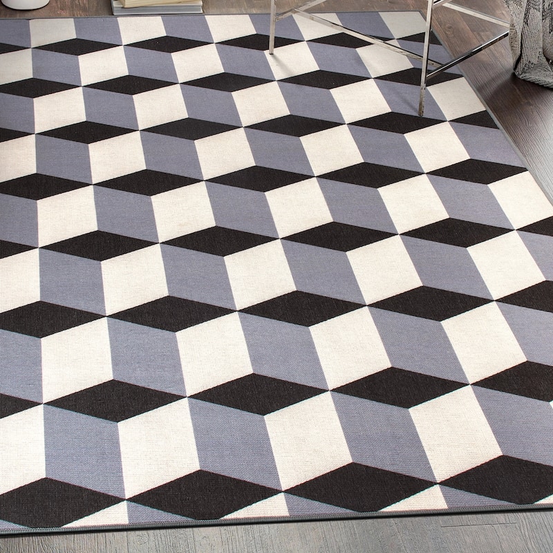 Contemporary Geometric Flatweave Indoor/Outdoor Area Rug