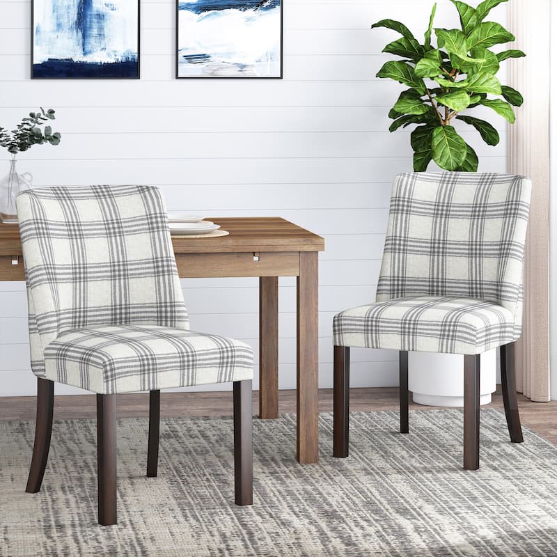 Harman Fabric Dining Chairs (Set of 2) by Christopher Knight Home - Gray + Light Beige + Brown