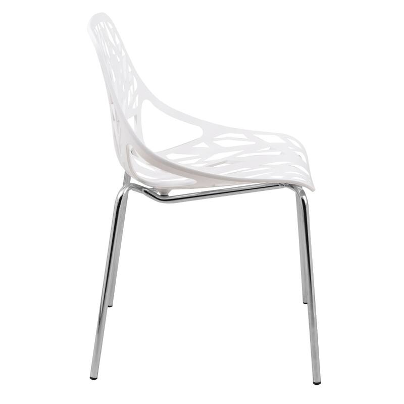 Asbury Stackable Dining Chair with Chrome Legs Side Chair with Modern Cut-Out Design Backrest