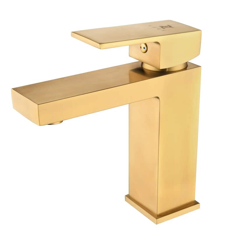 Modern Square Single Handle Bathroom Sink Faucet with Pop Up Drain